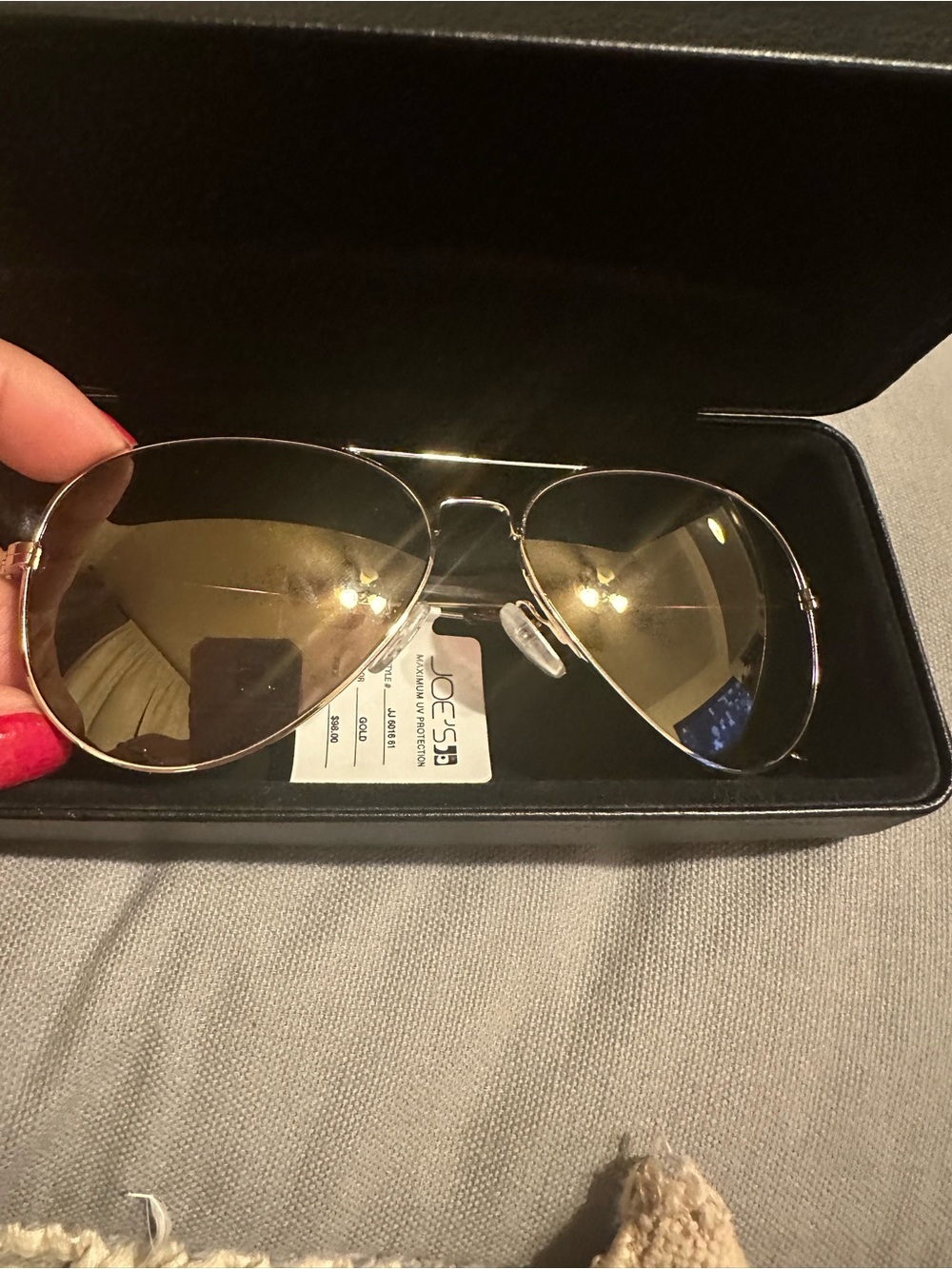 Joe’s unisex sunglasses  gold frame brand you with case